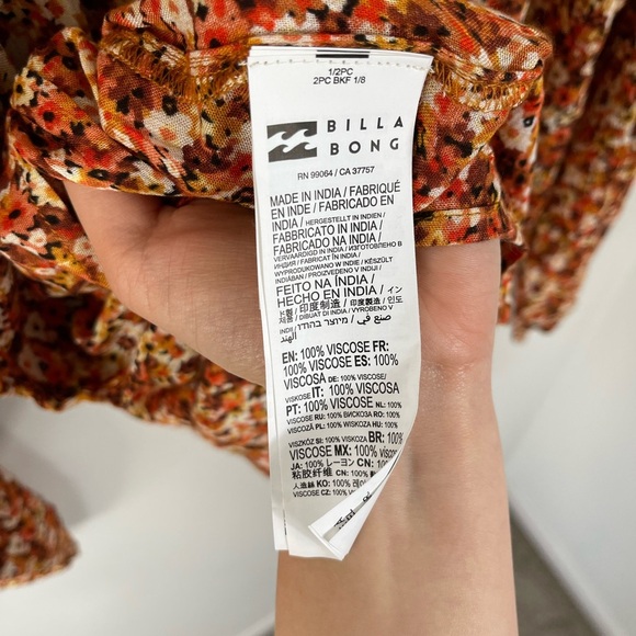 Billabong Floral Fit Long Sleeve Mini Dress Beach Tropical Size SP NWOT - Picture 11 of 13